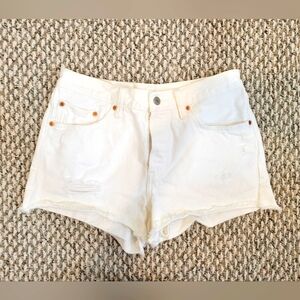 Levis Women's White Denim Shorts